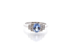 Bague vintage saphir et diamants en platine - Castafiore