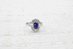 Bague vintage saphir et diamants en platine - Castafiore