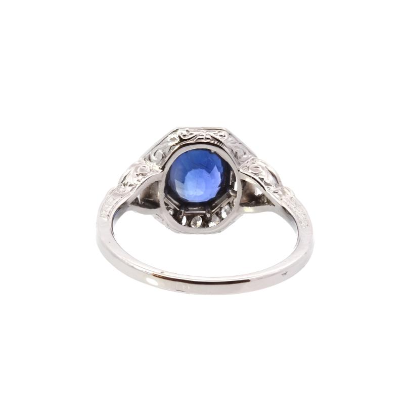 Bague vintage saphir et diamants en platine - Castafiore