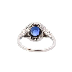 Bague vintage saphir et diamants en platine - Castafiore