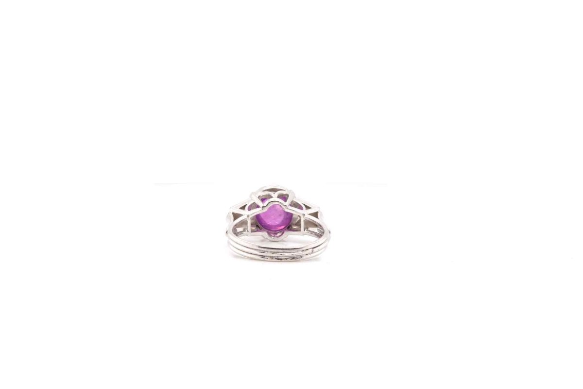 Bague vintage saphir rose de Ceylan étoilé - Castafiore