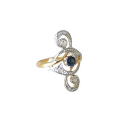 Bague Volutes Diamants et Saphir - Castafiore