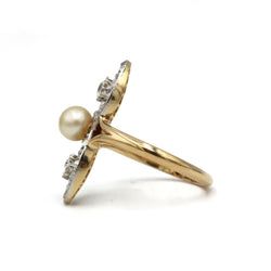 Bague XIXème - Or, perle et diamants - Castafiore