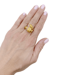 Bague ZOLOTAS en or jaune, or blanc, rubis et diamants - Castafiore