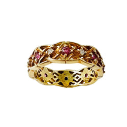 Bangue Jonc GIVENCHY en or jaune, rubis et diamants - Castafiore