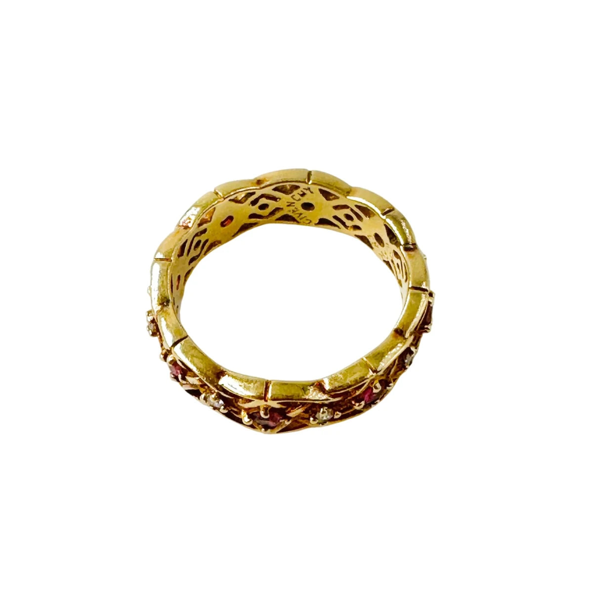 Bangue Jonc GIVENCHY en or jaune, rubis et diamants - Castafiore