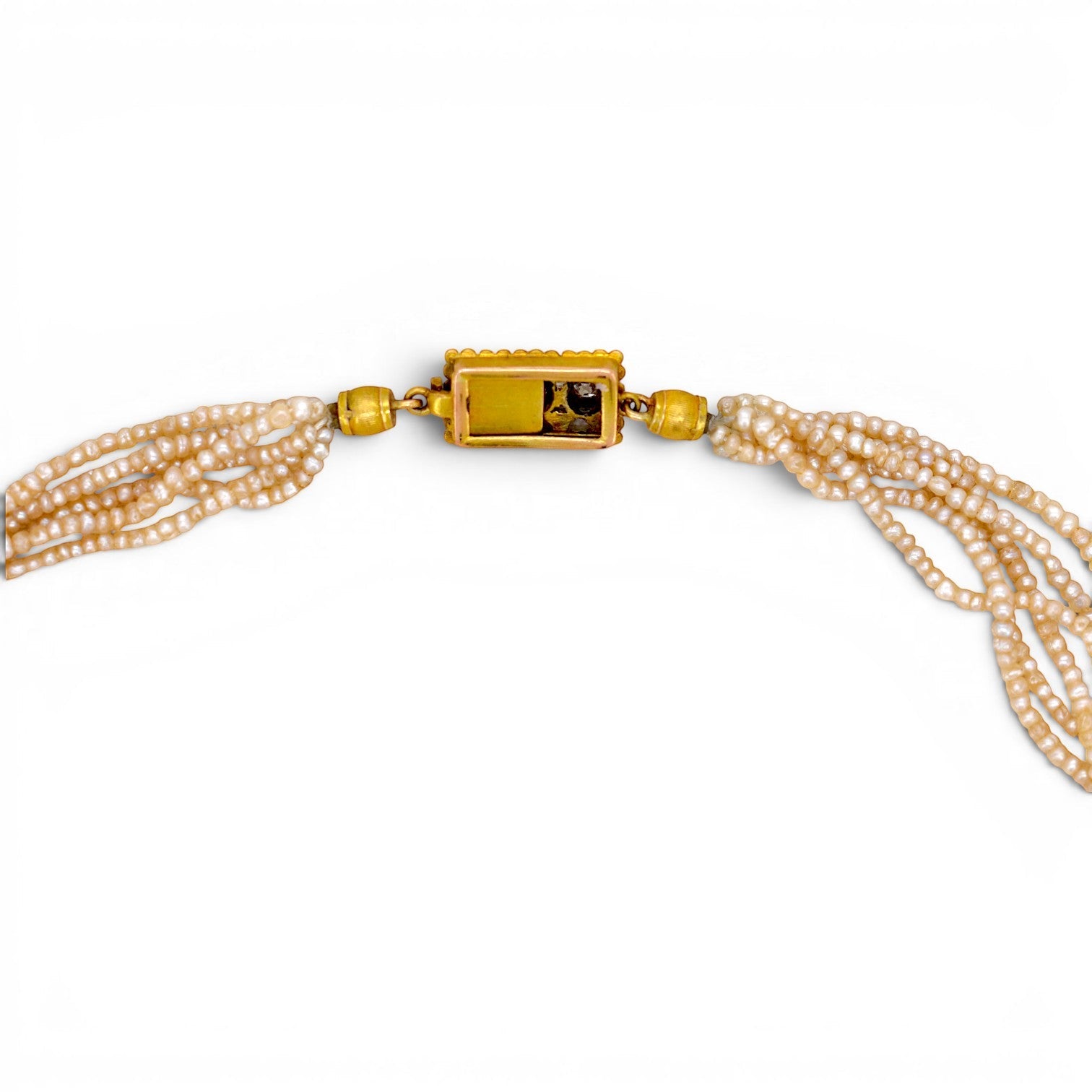 Collier Ras de Cou en or jaune, perles et diamants