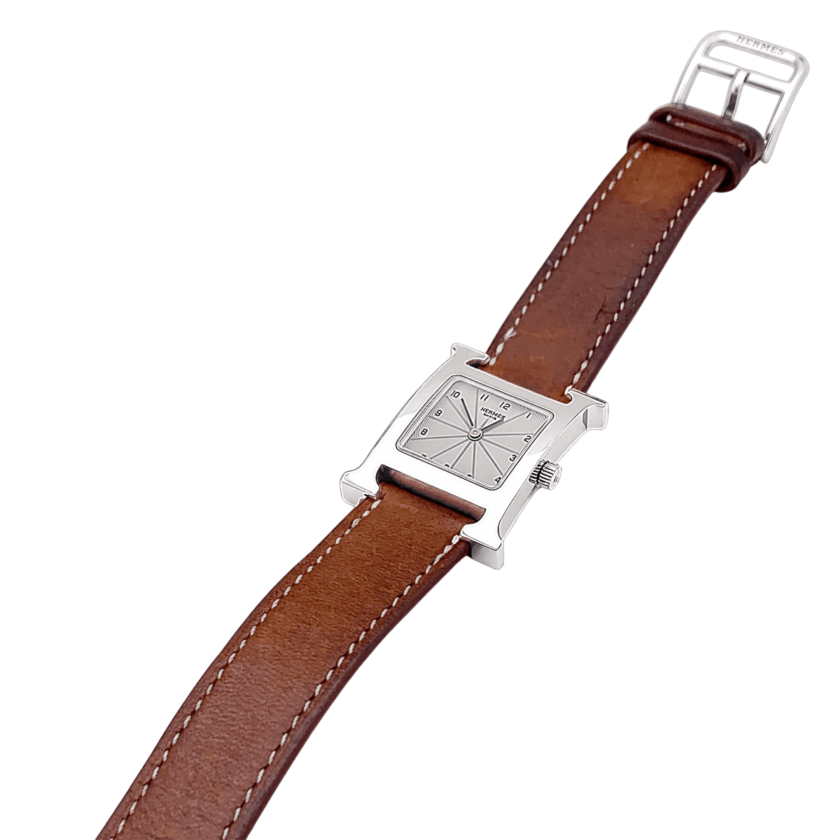 Montre HERMÈS "Heure H" PM en acier et cuir