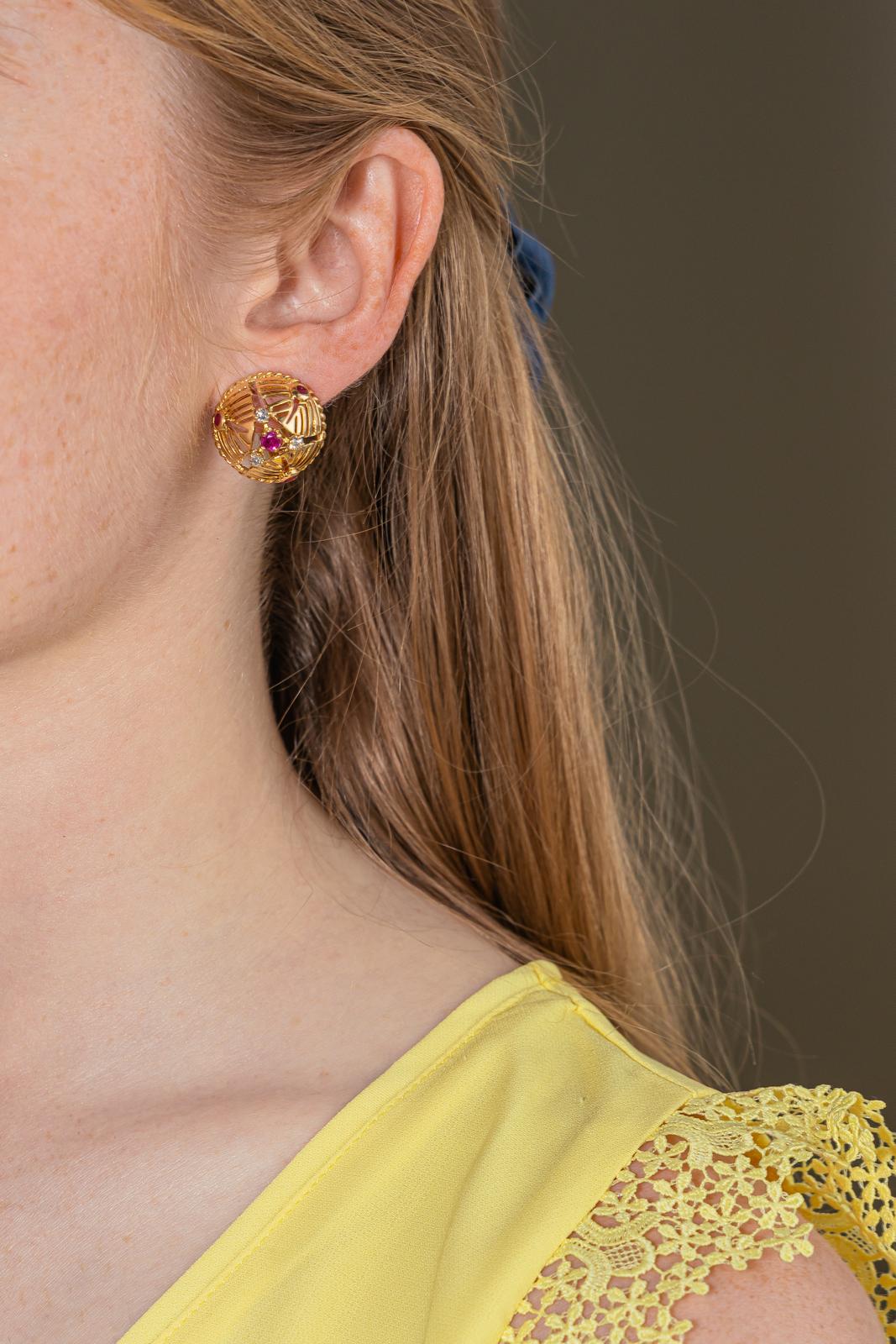 Gübelin Boucles d'oreilles Clips Or jaune Rubis
