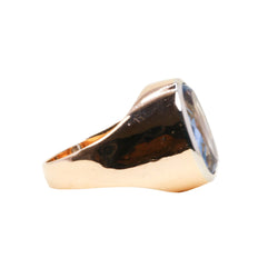 Bague Chevalière en or rose et aigue-marine