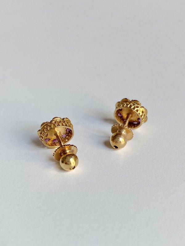 Boucle d'oreilles anciennes de travail Portugais en or jaune 19,2k - Castafiore