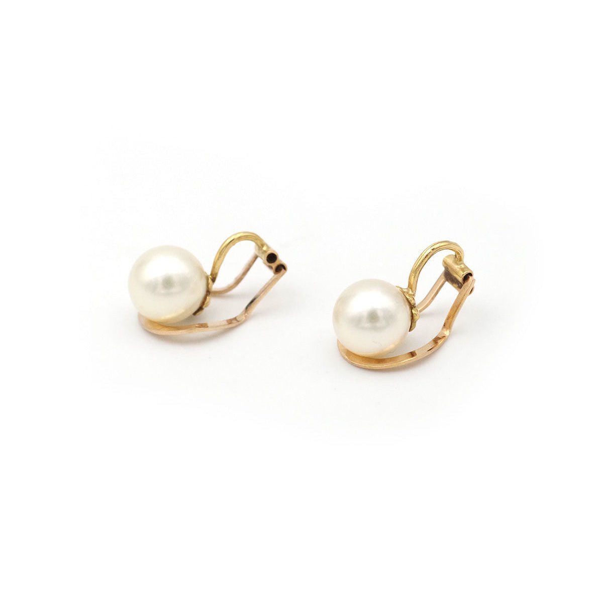 Boucles d'oreille Clips en or jaune et perle - Castafiore