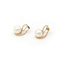 Boucles d'oreille Clips en or jaune et perle - Castafiore
