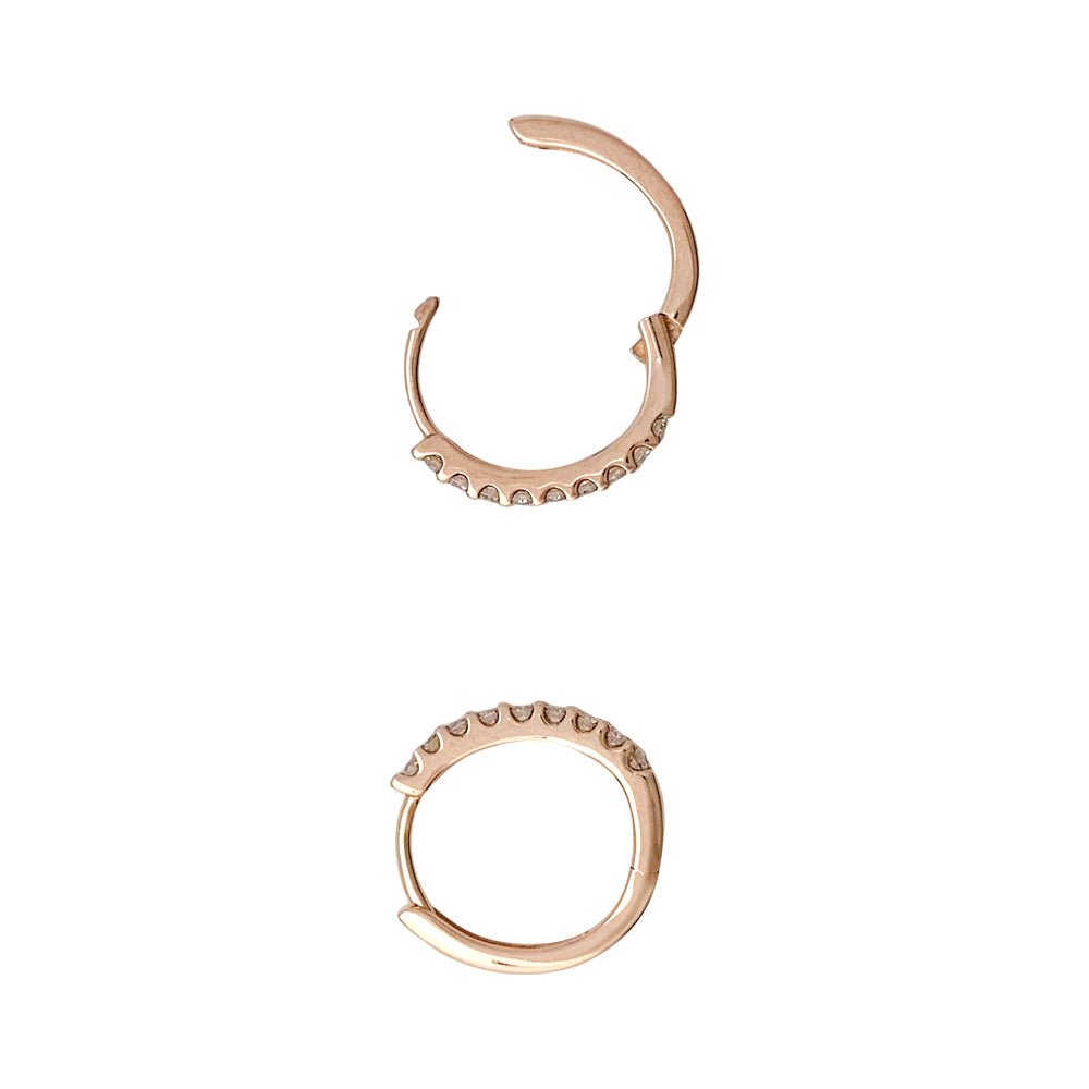 Boucles d'oreille Créoles en or rose et diamants - Castafiore