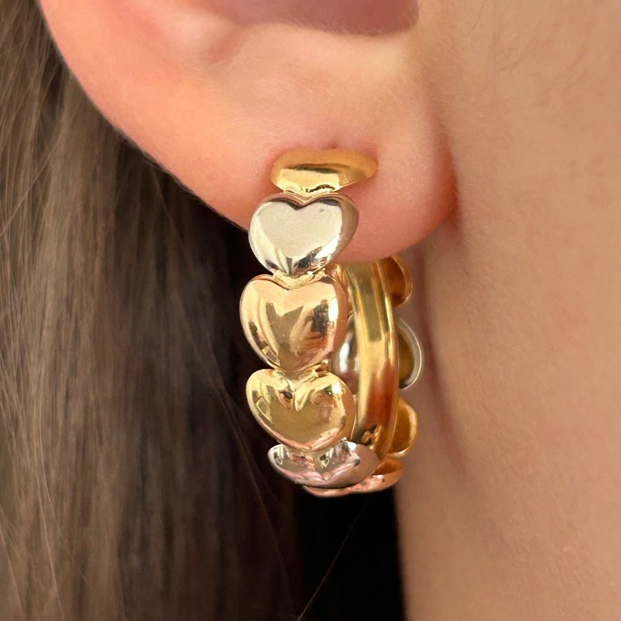 Boucles d'oreille Puces LE-GI en or blanc, or jaune et or rose - Castafiore
