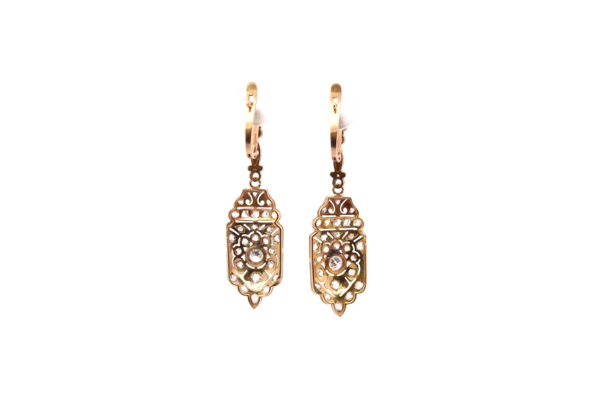 Boucles d'oreilles anciennes diamants en or - Castafiore