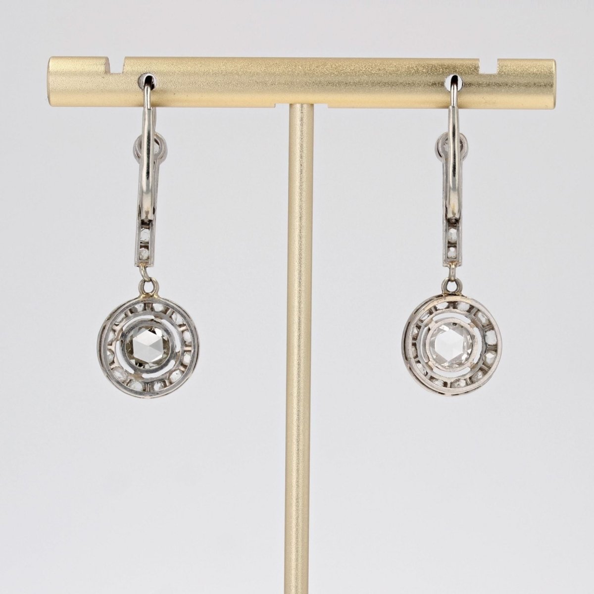 Boucles d'oreilles anciennes diamants taillés en rose - Castafiore