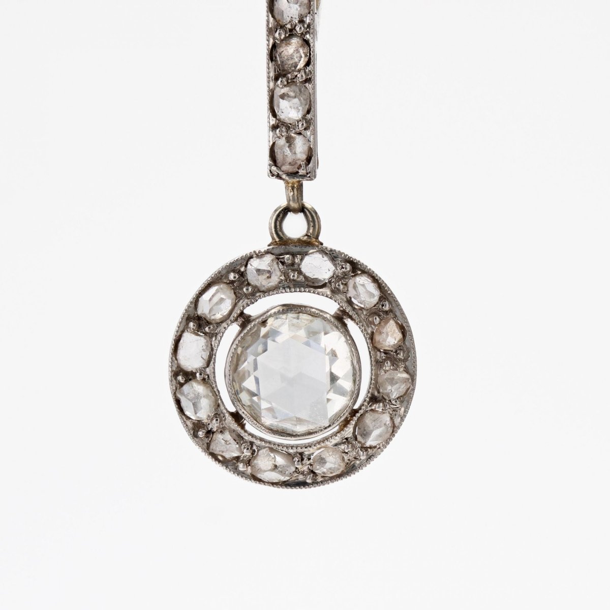 Boucles d'oreilles anciennes diamants taillés en rose - Castafiore