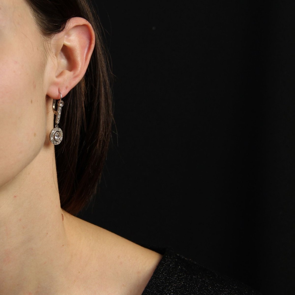Boucles d'oreilles anciennes diamants taillés en rose - Castafiore