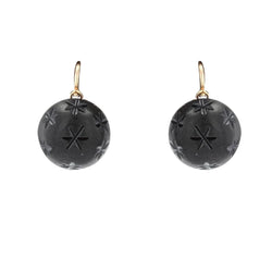Boucles d'oreilles ANCIENNES Dormeuses en or jaune et jais - Castafiore