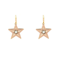 Boucles d'oreilles ANCIENNES Étoiles en or rose perles - Castafiore