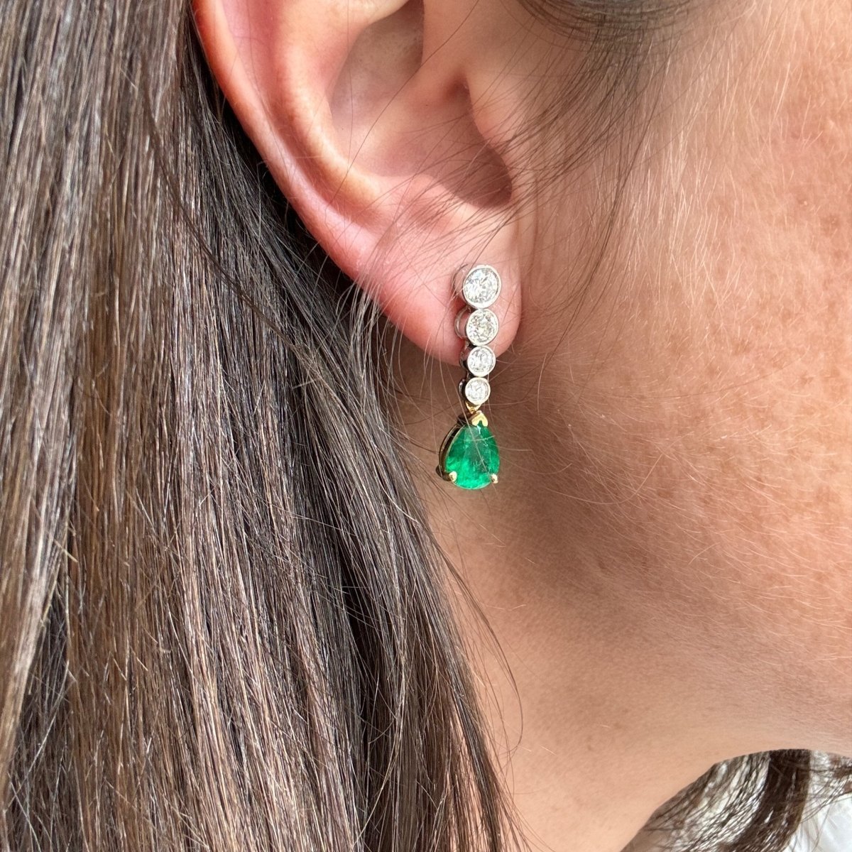 Boucles d'oreilles aux émeraudes gouttes - Castafiore
