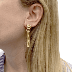 Boucles d'oreilles CARTIER Panthère en or jaune diamants tsavorites et onyx - Castafiore