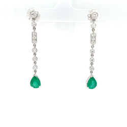 Boucles d'oreilles chandelier en émeraude colombienne et diamant d'été - Castafiore