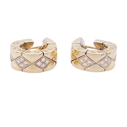 Boucles d'oreilles Chanel, "Matelassé" en or jaune et diamants. - Castafiore
