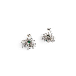 Boucles d'oreilles Clip en or blanc, platine, émeraudes de Colombie et diamants - Castafiore