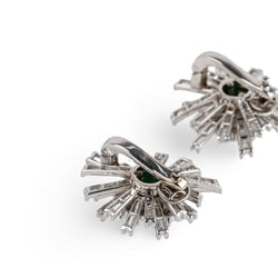 Boucles d'oreilles Clip en or blanc, platine, émeraudes de Colombie et diamants - Castafiore