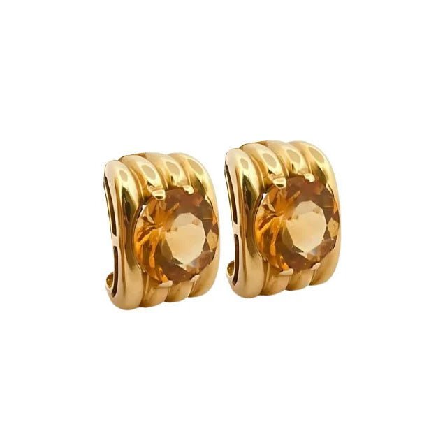 Boucles d'oreilles Clip FRED en or jaune et citrine - Castafiore