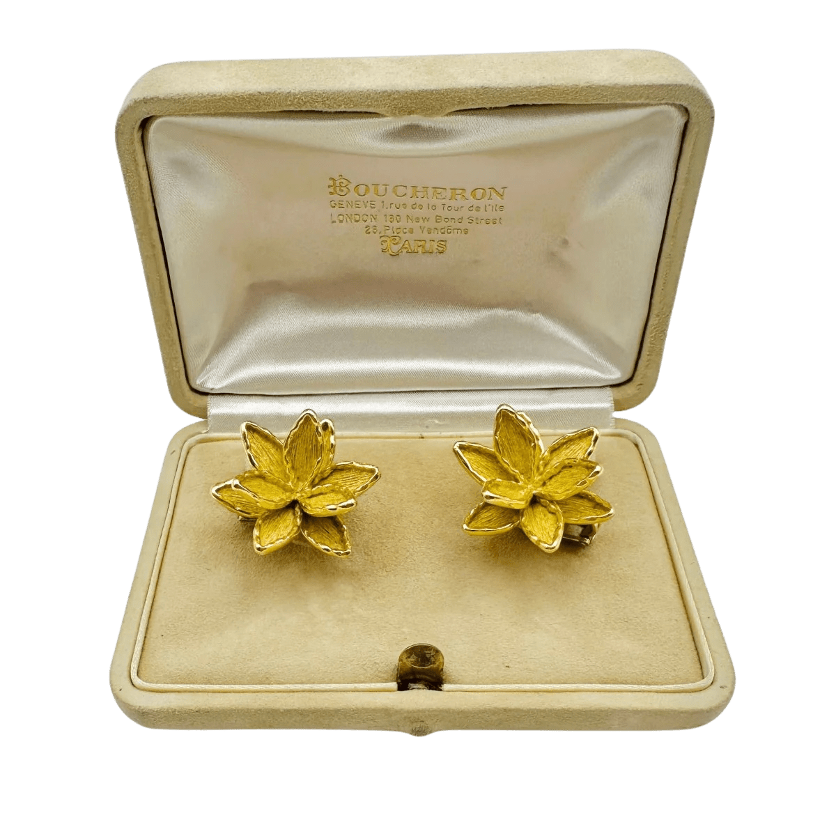 Boucles d'oreilles Clips BOUCHERON "Fleur de lotus" en or jaune - Castafiore