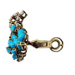 Boucles d'oreilles Clips BOUCHERON or jaune, turquoises, saphirs et diamants - Castafiore