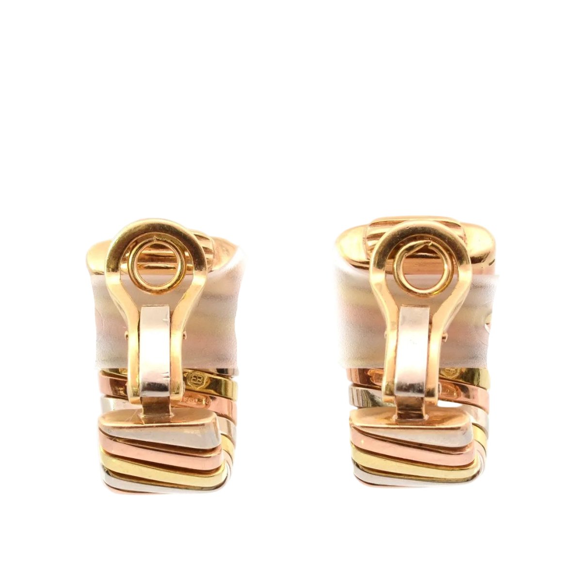 Boucles d'oreilles Clips BULGARI Tubogas en or jaune, or blanc et or rose