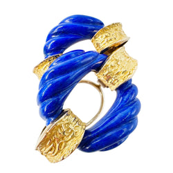 Boucles d'oreilles Clips CHAUMET en or jaune et lapis-lazuli - Castafiore