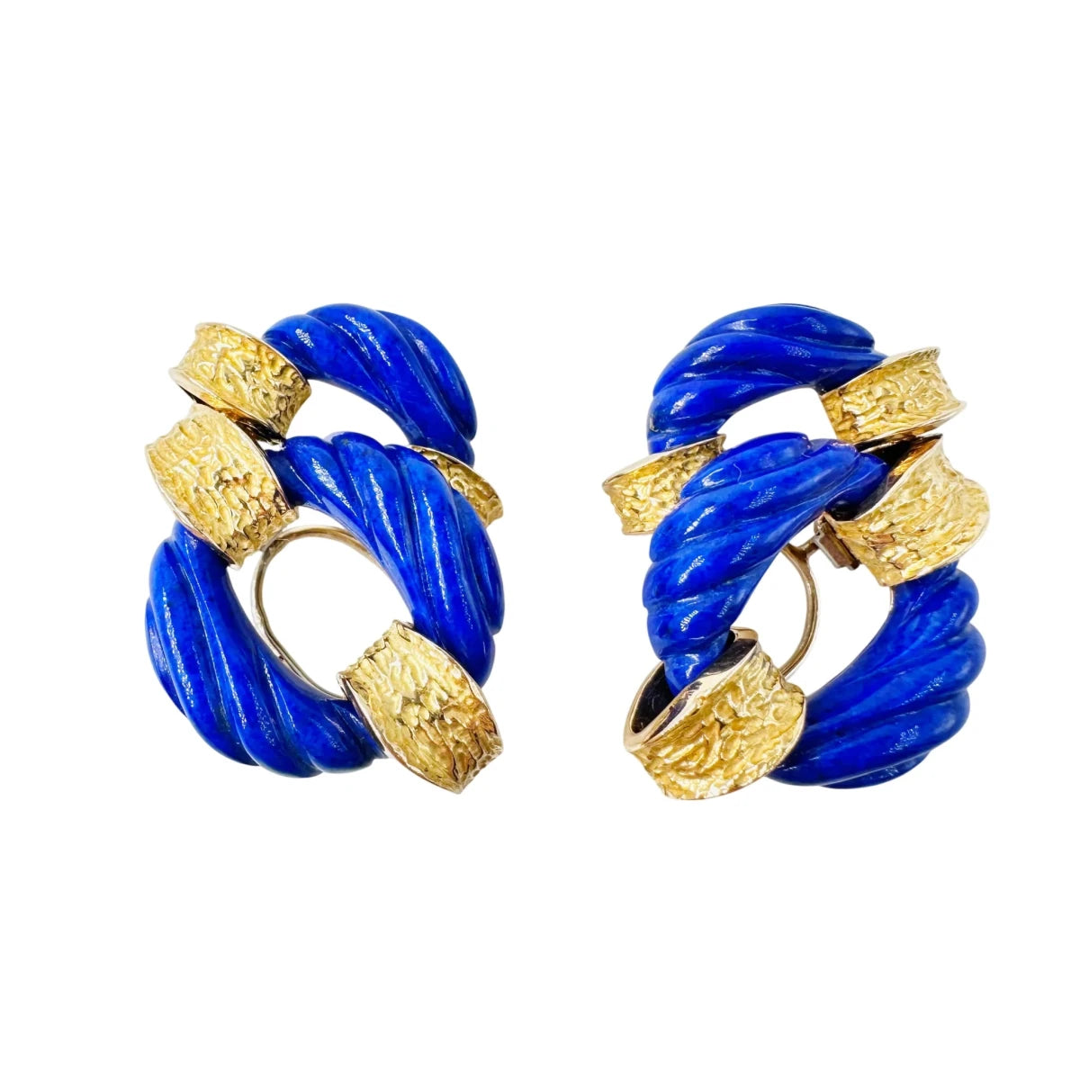 Boucles d'oreilles Clips CHAUMET en or jaune et lapis-lazuli - Castafiore