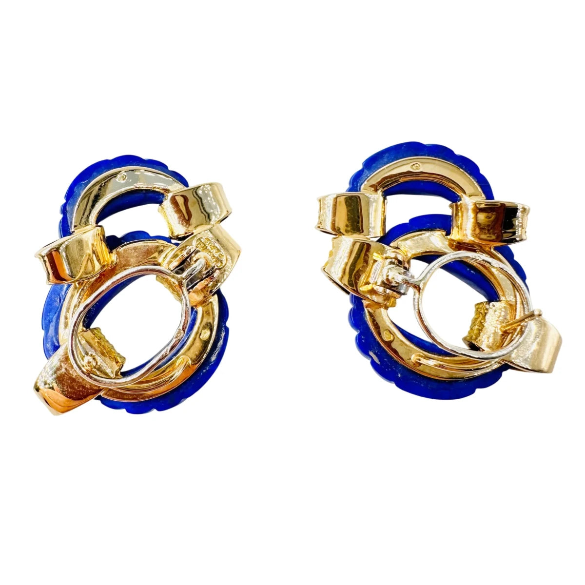 Boucles d'oreilles Clips CHAUMET en or jaune et lapis-lazuli - Castafiore