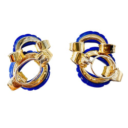 Boucles d'oreilles Clips CHAUMET en or jaune et lapis-lazuli - Castafiore