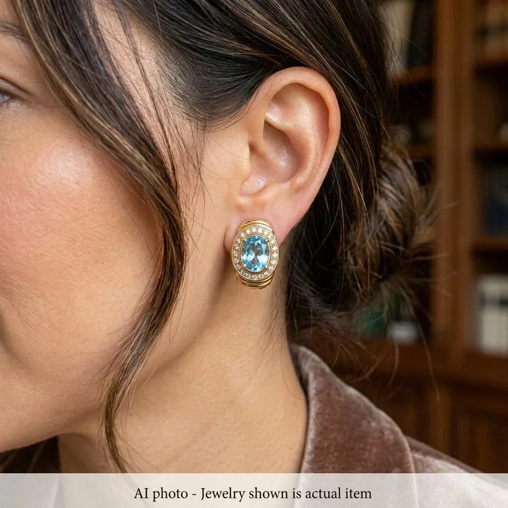 Boucles d'oreilles Clips DAMIANI en or jaune, topazes et diamants - Castafiore