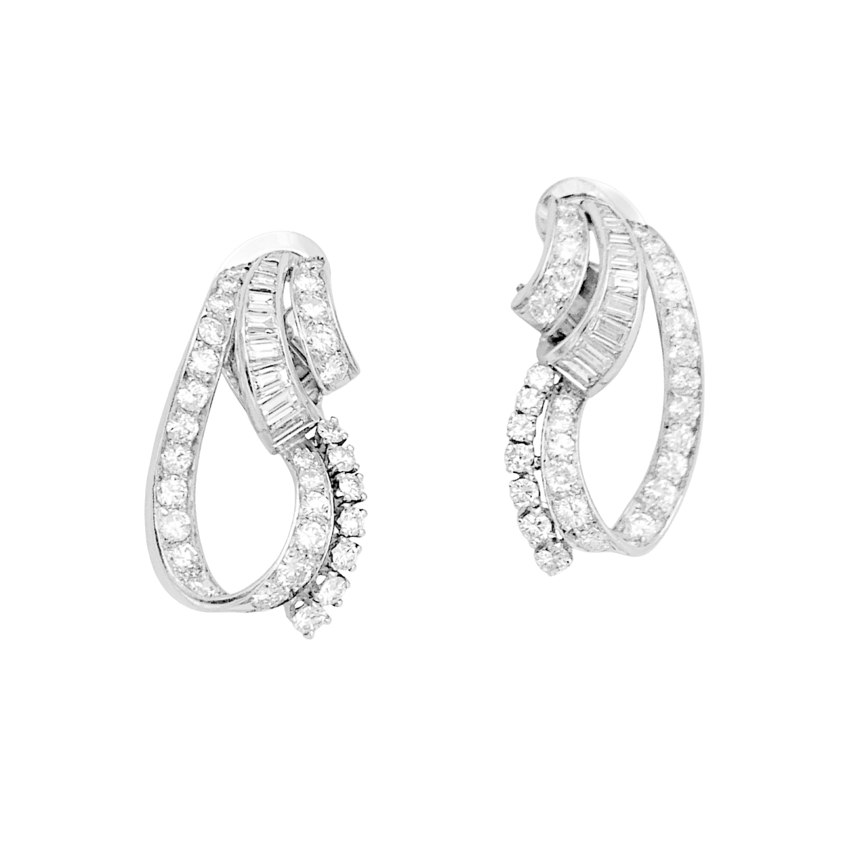 Boucles d'oreilles Clips en or blanc et diamants - Castafiore