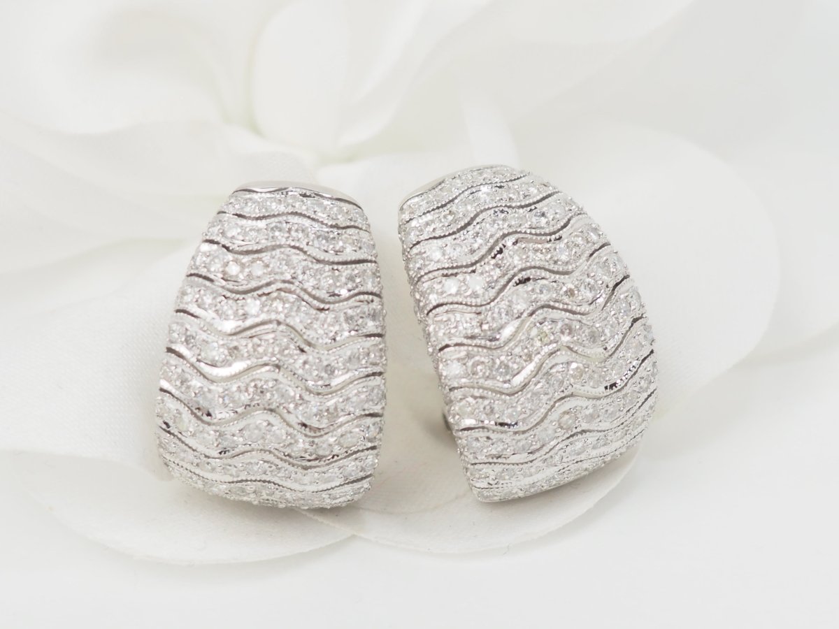Boucles d'oreilles Clips en or blanc et diamants - Castafiore