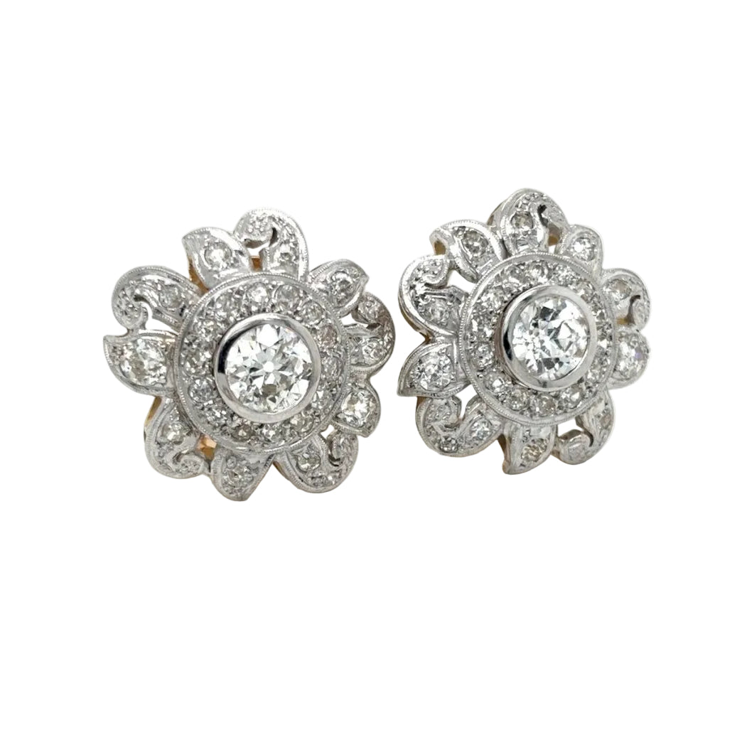 Boucles d’oreilles Clips en or blanc, or jaune et diamants - Castafiore