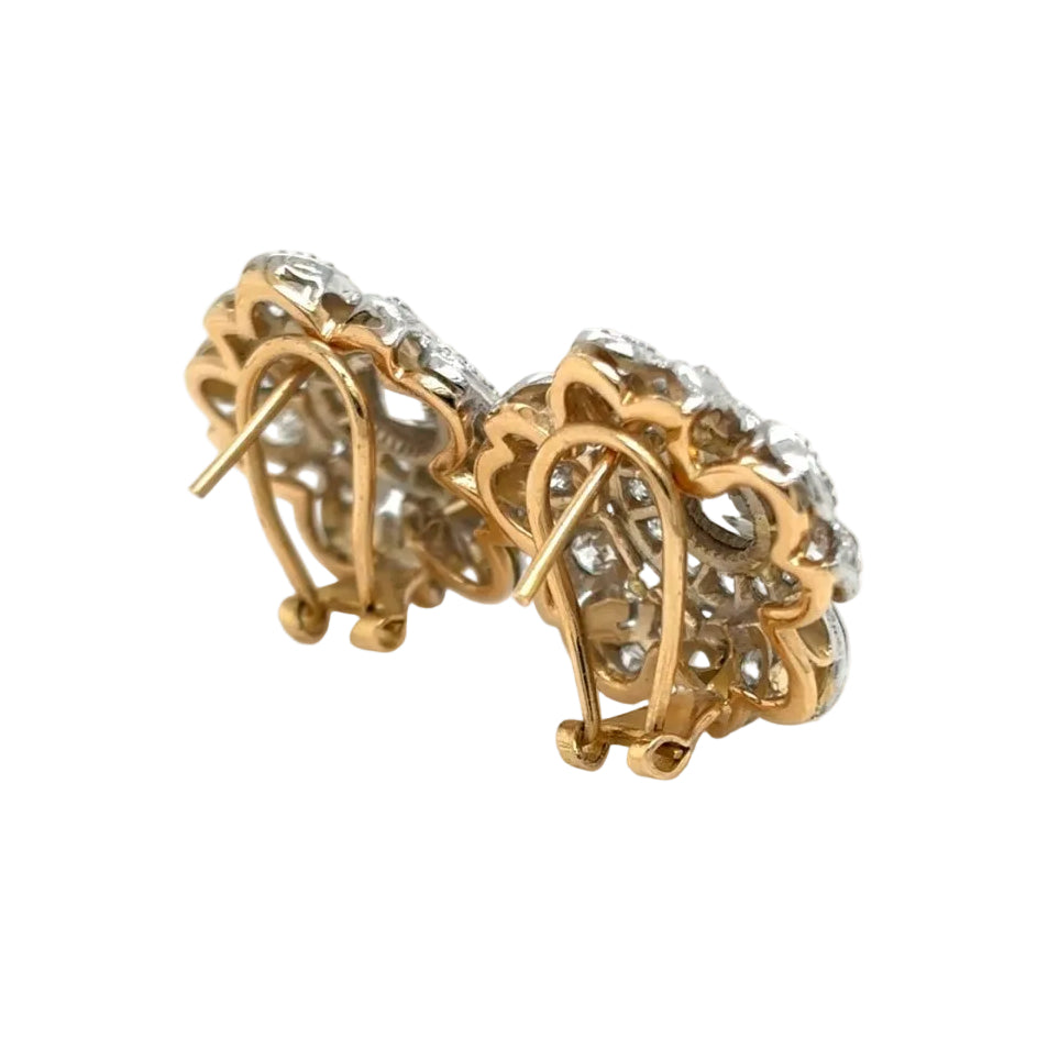 Boucles d’oreilles Clips en or blanc, or jaune et diamants - Castafiore