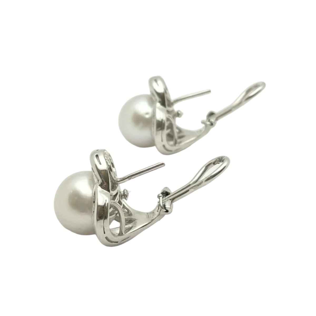 Boucles d'oreilles Clips en or blanc, pearls et diamants - Castafiore