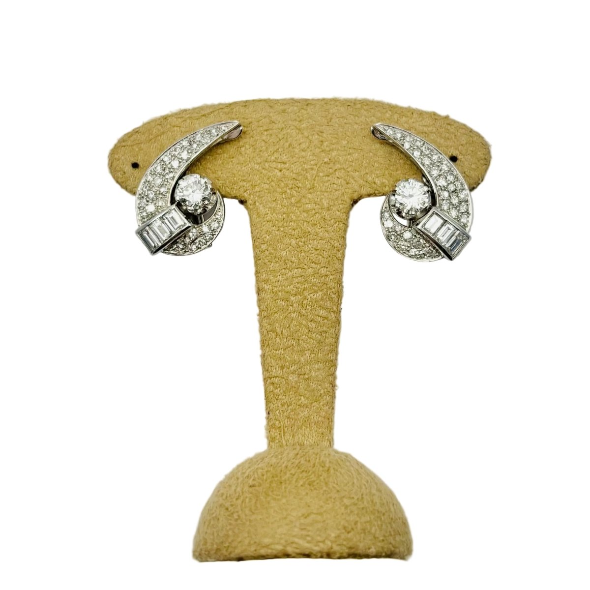 Boucles d'oreilles Clips en or blanc, platine et diamants - Castafiore