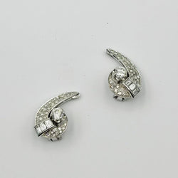 Boucles d'oreilles Clips en or blanc, platine et diamants - Castafiore