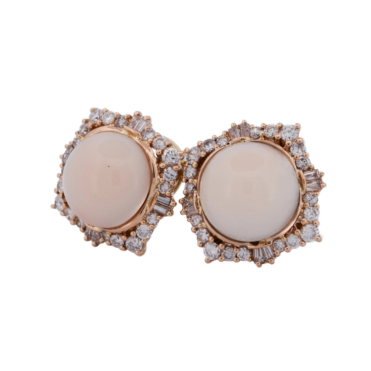 Boucles d'oreilles Clips en or jaune, corail et diamants - Castafiore