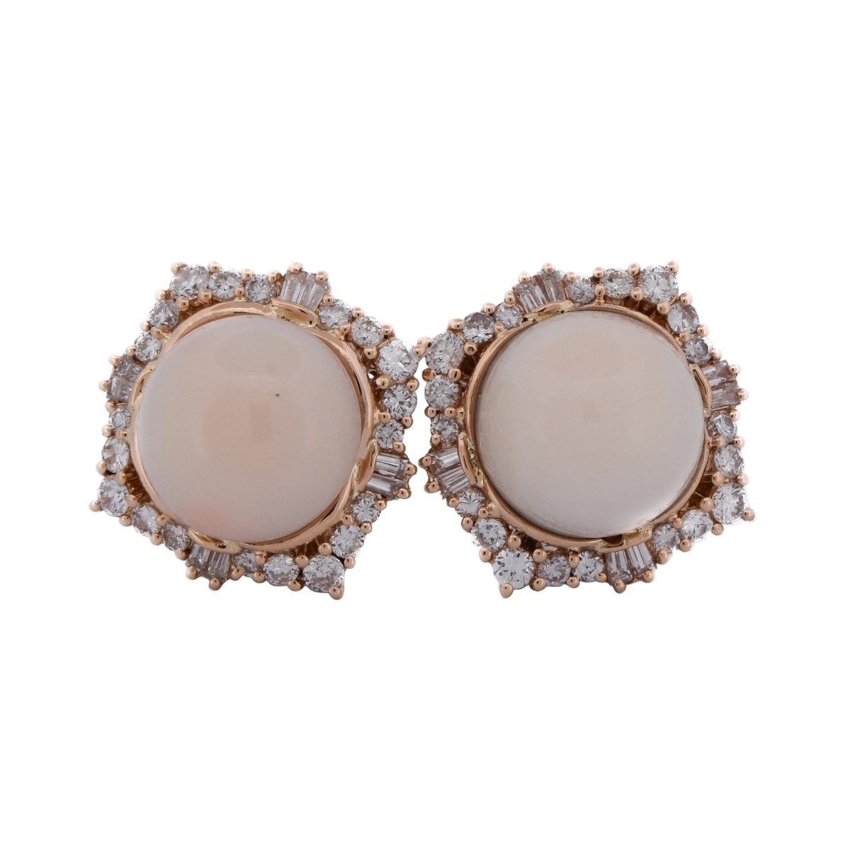 Boucles d'oreilles Clips en or jaune, corail et diamants - Castafiore
