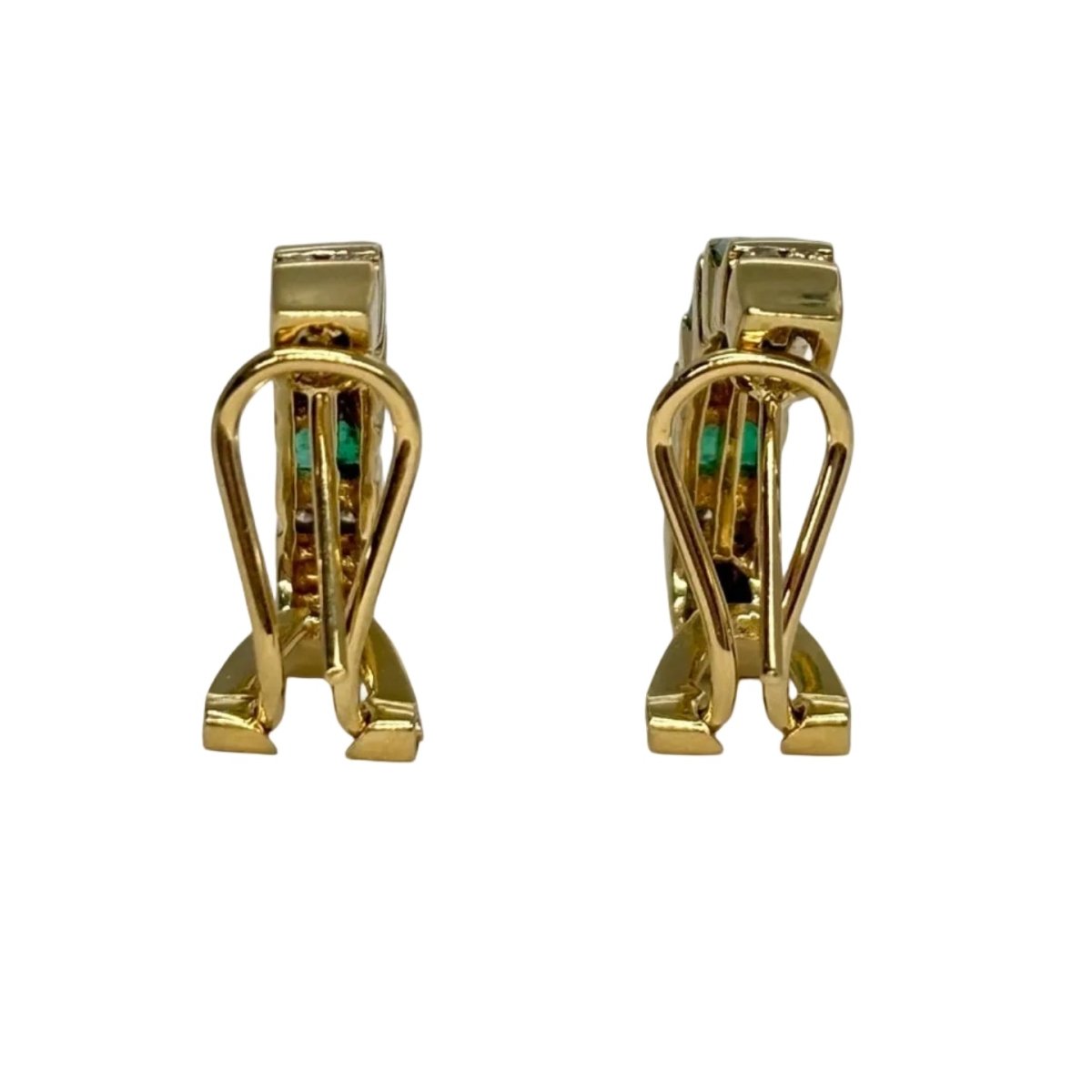 Boucles d'oreilles Clips en or jaune, émeraudes et diamants - Castafiore